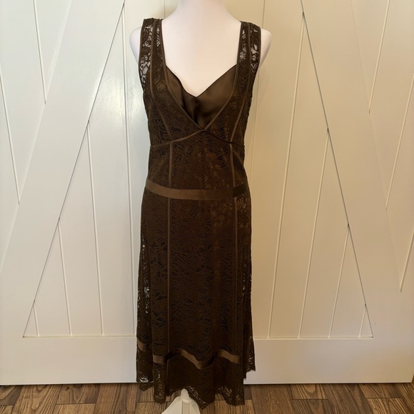 Dkny Dresses & Skirts - DKNY designer chocolate brown lace and camisole dress size: 4